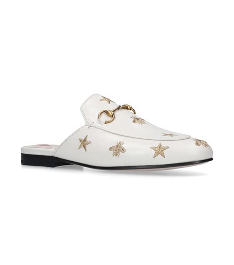 gucci white slippers with gucci in graffiti|gucci princetown embroidered leather slipper.